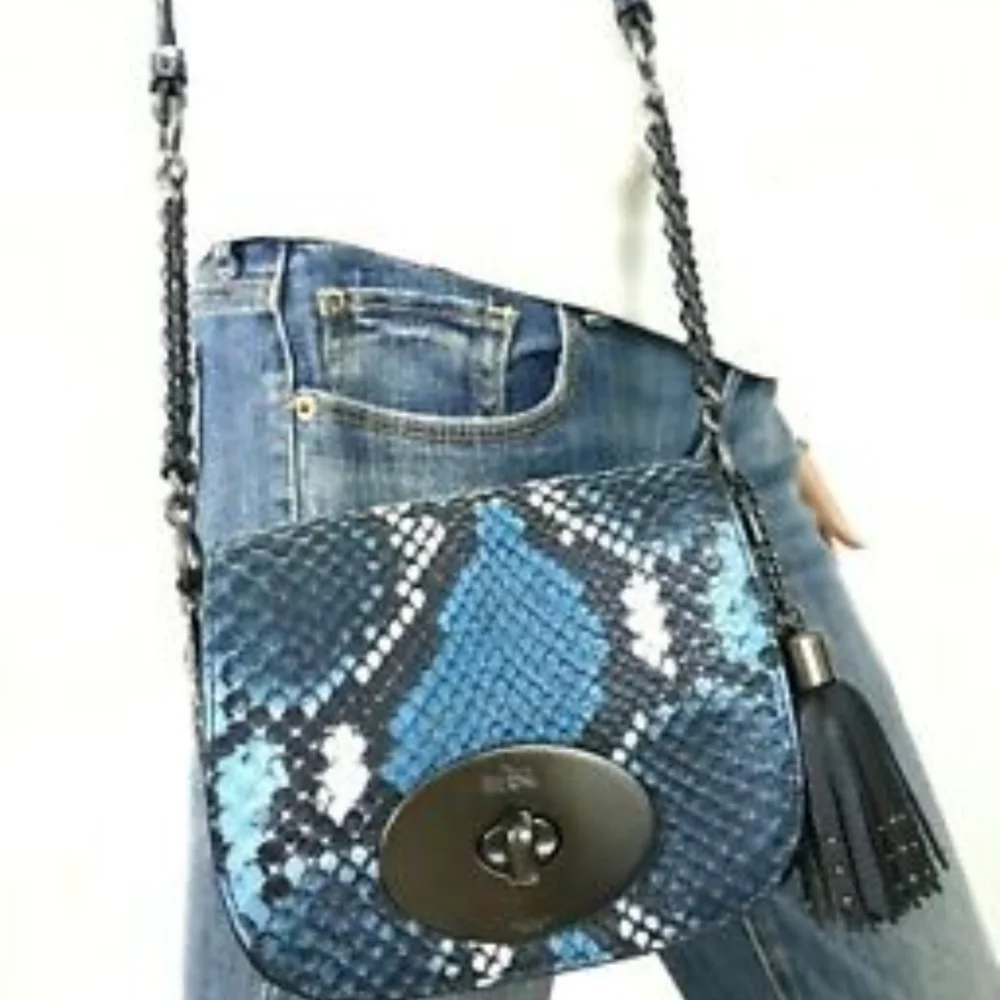 Coach bag gray python Leather_3